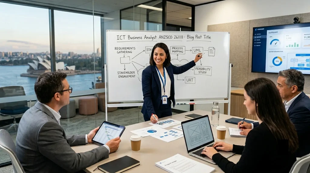 ICT Business Analyst reviewing business requirements and system solutions