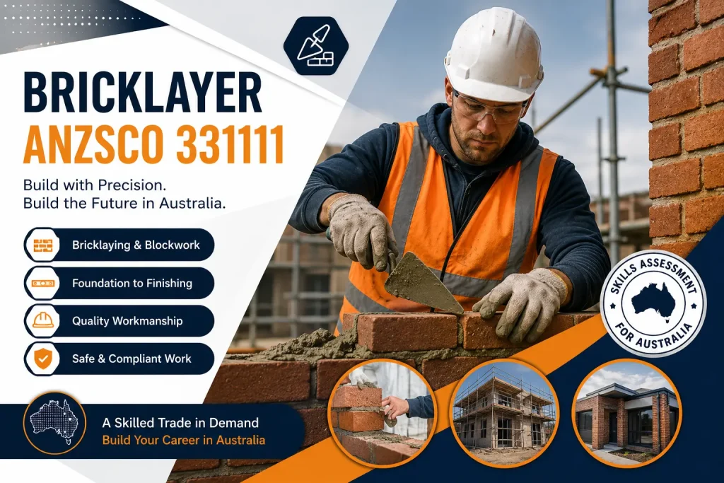 Bricklayer ANZSCO 331111 building a brick wall