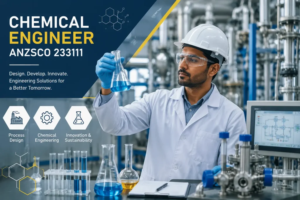 Chemical Engineer ANZSCO 233111 working in a modern laboratory