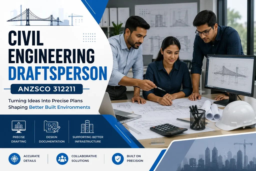 Civil Engineering Draftsperson ANZSCO 312211 preparing construction drawings
