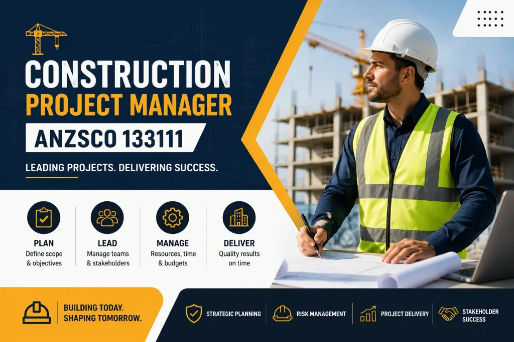 Construction Project Manager ANZSCO 133111 overseeing building projects and site operations