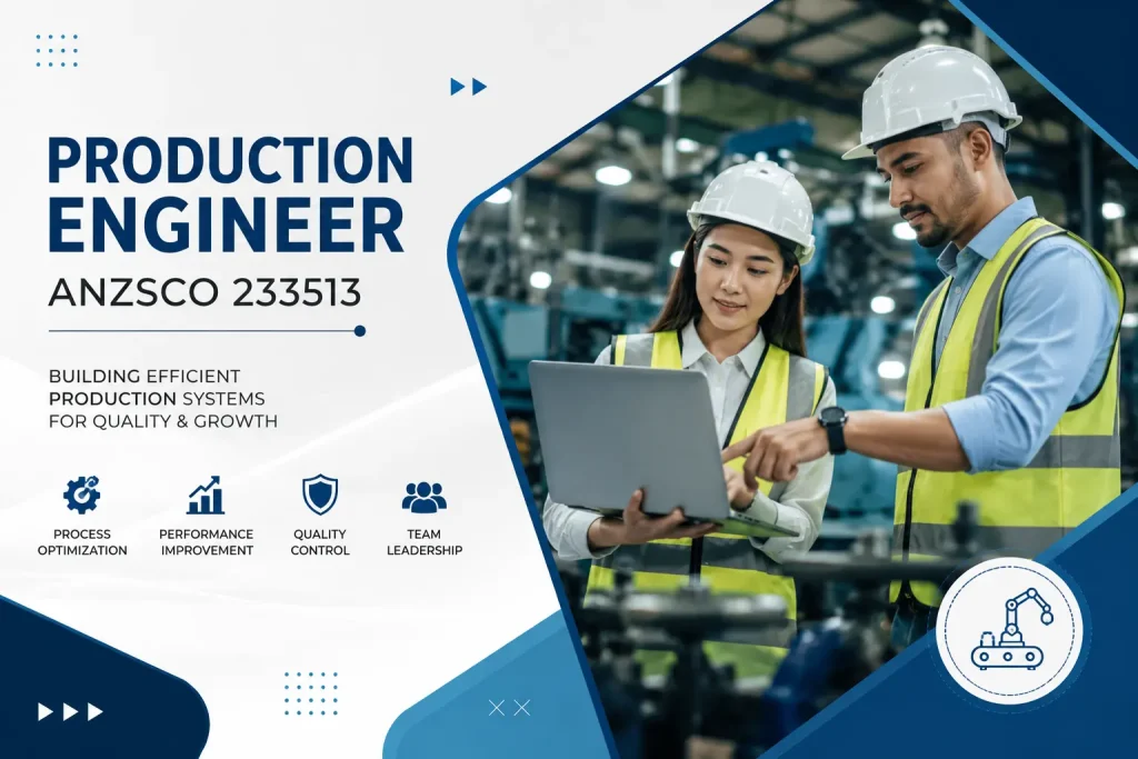 Production Engineer ANZSCO 233513 with factory team