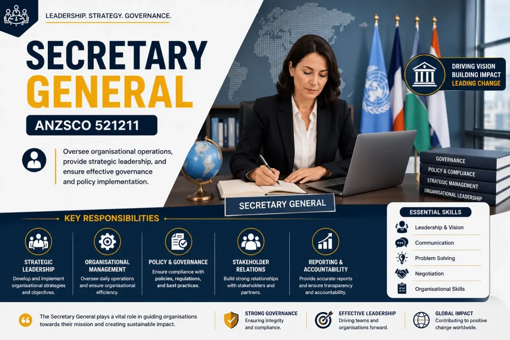 Secretary General ANZSCO 521211 leadership and governance professional
