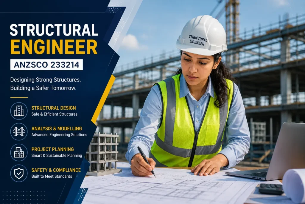 Structural Engineer ANZSCO 233214 reviewing structural building plans