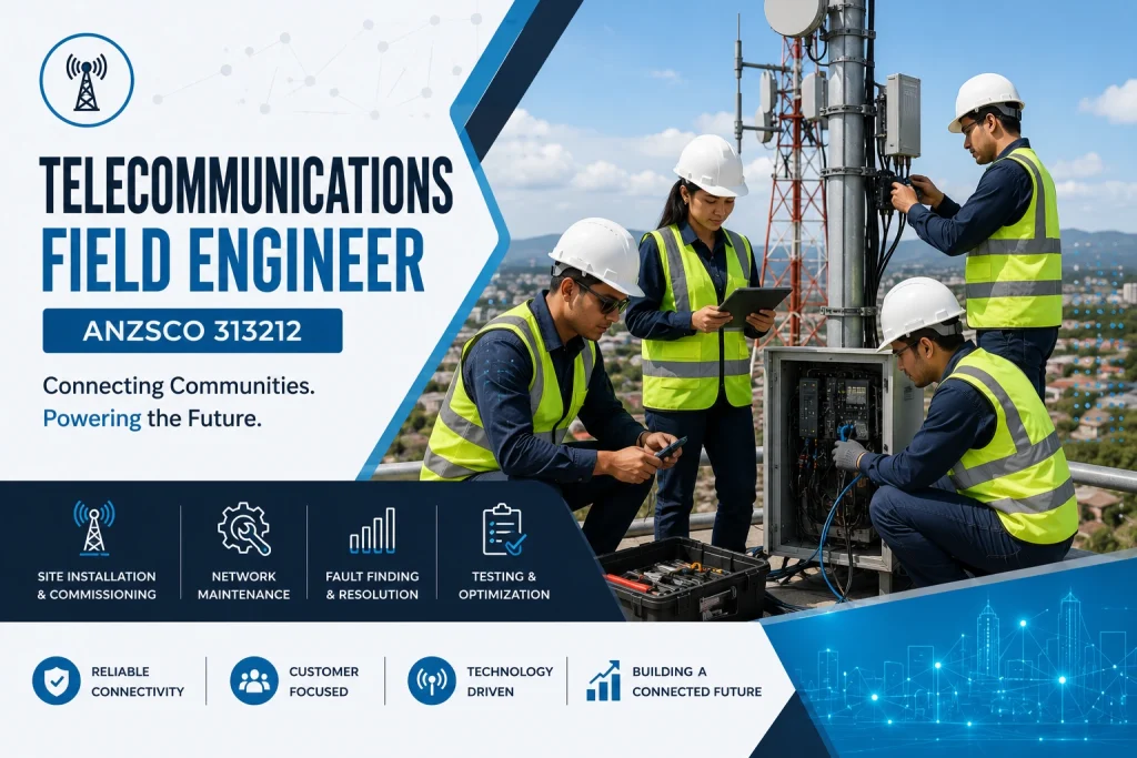 Telecommunications Field Engineer ANZSCO 313212 installing telecom equipment